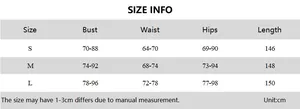 Detailed size chart for the summer V-neck halter dress showing bust and waist measurements