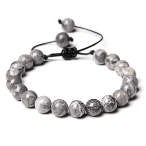 Handmade tiger eye stone beaded bracelet with adjustable black braided rope and natural beads