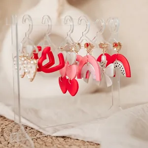 Acrylic Jewelry Display Rack Creative Mini Clothes Hangers Shape Earring Necklace Organizer Desktop Storage Stand