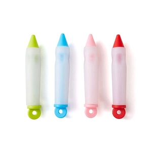 Silicone decorating pens for cake writing and baking in green, blue, pink, and red colors