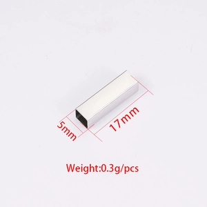 3D hollow stainless steel cuboid bead for DIY jewelry making 17x5mm mirror finish