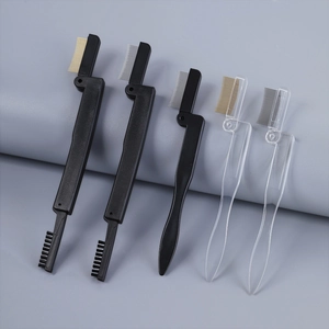 Lot de cinq peignes à cils et sourcils pliables en acier, coloris noir et transparent
