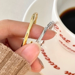 925 Sterling Silver Irregular Hammered Texture Bangle Bracelet Geometric Minimalist For Women Elegant