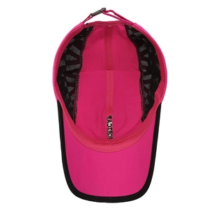 Pink and black breathable mesh sports baseball cap with adjustable strap and sport cap detail