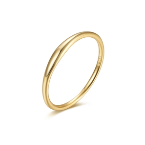Elegant 925 sterling silver wavy open ring with a polished gold finish and minimalist style