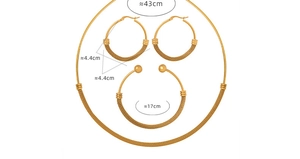 Detailed size specifications for 18K gold-plated necklace, bracelet and earring jewelry set