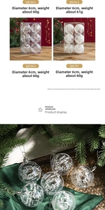 Detail of 6cm clear acrylic Christmas ornaments with snowflake and elk patterns