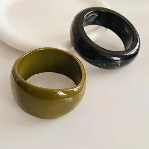 Chunky Bangle Bracelet Acrylic Resin Marble Pattern Irregular Design Minimalist Retro Style Fashion Accessories For Women