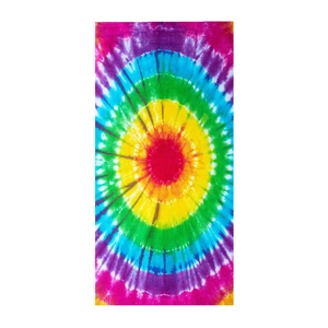 Vibrant 3D digital tie-dye printed microfiber square beach towel with bohemian patterns