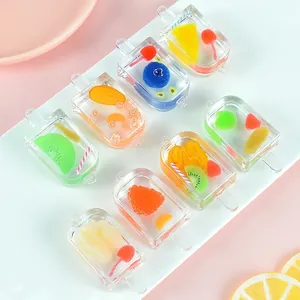 Simulation Popsicle Ice Cream Pendant Realistic Fruit Bean Miniature Transparent Resin Bag Charm Keychain DIY Craft Toy