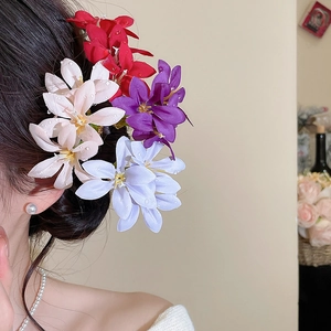 Fabric Flower Hair Stick With Realistic Dew Drops Elegant New Chinese Style U Shaped Metal Hair Fork For Women
