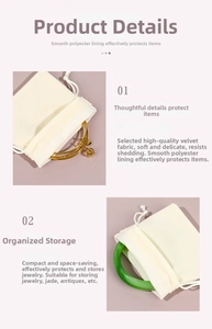 Detailed texture of velvet drawstring jewelry pouch storing a bracelet and crown pendant