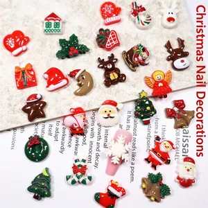 3D-Weihnachts-Nagelkunst-Set mit Harz-Nikolaus, Bäumen und Rentier-Motiven