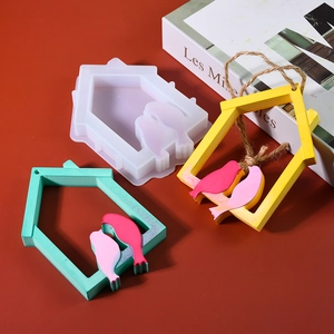 DIY bird house silicone mold for resin hanging door sign and decorative ornaments