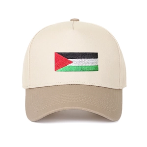 Two-tone cotton baseball cap with Palestine flag embroidery on a white crown