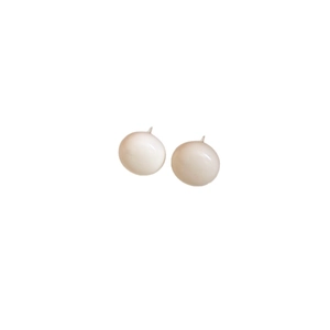 Minimalist cream round bean stud earrings with silver needles for daily elegant wear