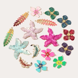 Colorful enamel floral and starfish stainless steel charms for DIY jewelry making