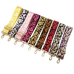 5cm wide leopard jacquard bag straps in nine colors with adjustable gold metal hardware