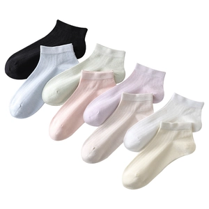 Breathable silk cotton socks for women in seven various pastel colors and ribbed cuffs