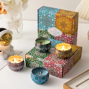 Scented Candle Tins Round Metal Tinplate Storage Jars With Lids For DIY Making Candy Gift Packaging Decorative Patterns