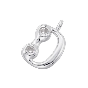 Macro view of silver S925 letter D pendant featuring clear round zircon stones