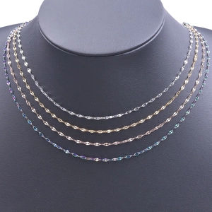 Stainless steel lip link necklaces in silver, gold, rose gold and iridescent blue-green