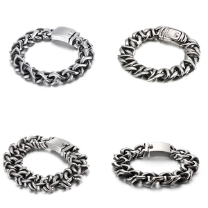 Men Stainless Steel Heavy Chain Bracelet Punk Rock Style Polished Silver Color Biker Jewelry Accessory