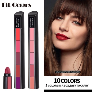 Portable matte 10-color lipstick set with five-segment stackable design for diverse lip makeup