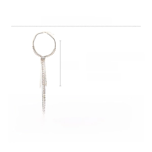 Detailed view of rhinestone tassel necklace with 53.3g weight and 64cm length specifications