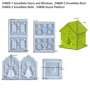 Juego de moldes de silicona para casa de Navidad de copo de nieve DIY y portavelas