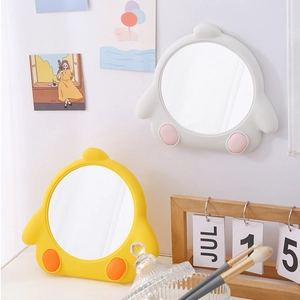 Kawaii Cartoon Chick Makeup Mirror ABS Plastic HD Dual Use Desktop And Wall Mounted Aesthetic Mirror For Girls