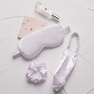 Imitation Satin Sleep Eye Mask Headband And Scrunchie For Travel Home Breathable Soft Shading Comfort Beauty Skin Care