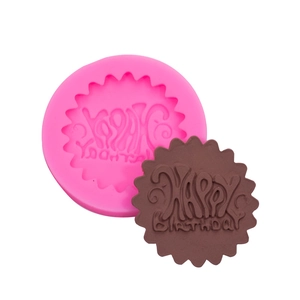 Stampo in silicone rosa con scritta Happy Birthday per fondant, cioccolato e argilla