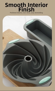 Macro detail of heat-resistant silicone cake molds with non-stick polished inner surface