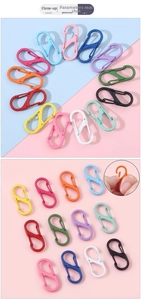Close-up of colorful S-shaped alloy carabiners with dual spring gate design for DIY