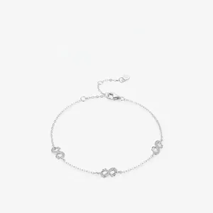 925 Sterling Silver Infinity Bracelet With Cubic Zirconia Pave Adjustable Chain Elegant Jewelry For Women