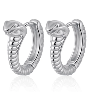 Orecchini a perno a C in acciaio inossidabile 18k con design a serpente argento
