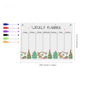 Weekly planner acrylic board with markers and dimensions 29.7x21cm for refrigerators
