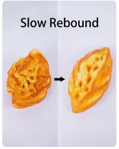 Croissant squishy de espuma PU que muestra el proceso de rebote lento tras presionarlo