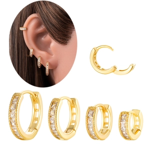 Créoles En Cuivre Incrustées De Zircon Carré Bijoux Huggie Minimalistes Élégants Pour Femmes Accessoire Haut De Gamme