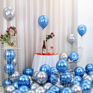 Thick metallic blue and silver 10-inch balloons for luxury party and wedding decoration