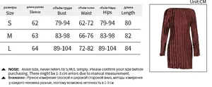 Size guide table for elegant long sleeve mini dress with detailed Asian size measurements