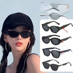 Detailed view of various black polarized sunglasses with stylish metal temple decorations