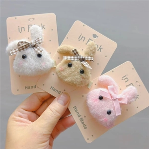 Cute Plush Rabbit Hair Clips And Hair Ties With Bow Ornament For Girls Handmade Sweet Cartoon Hair Accessories For Kids
