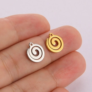 Spiral swirl stainless steel pendant set in gold and silver finish for DIY jewelry