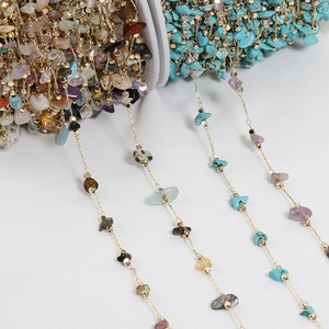 Bohemian style colorful natural crystal crushed stone chain for DIY jewelry making