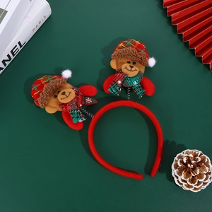 Christmas bear headband with festive reindeer theme and cute spring design accents