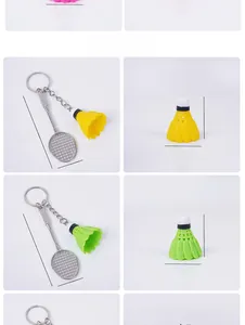 Detailed size specifications for alloy badminton racket and shuttlecock keychain sets