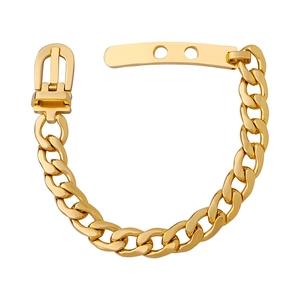 Poliertes 18k vergoldetes Edelstahl-Gliederkettenarmband mit einem Gürtelschnallenverschluss
