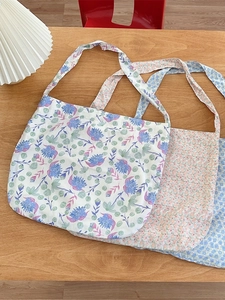 Floral Canvas Tote Bag Women Large Capacity Cotton Hobo Shoulder Crossbody Purse Casual Pastoral Style